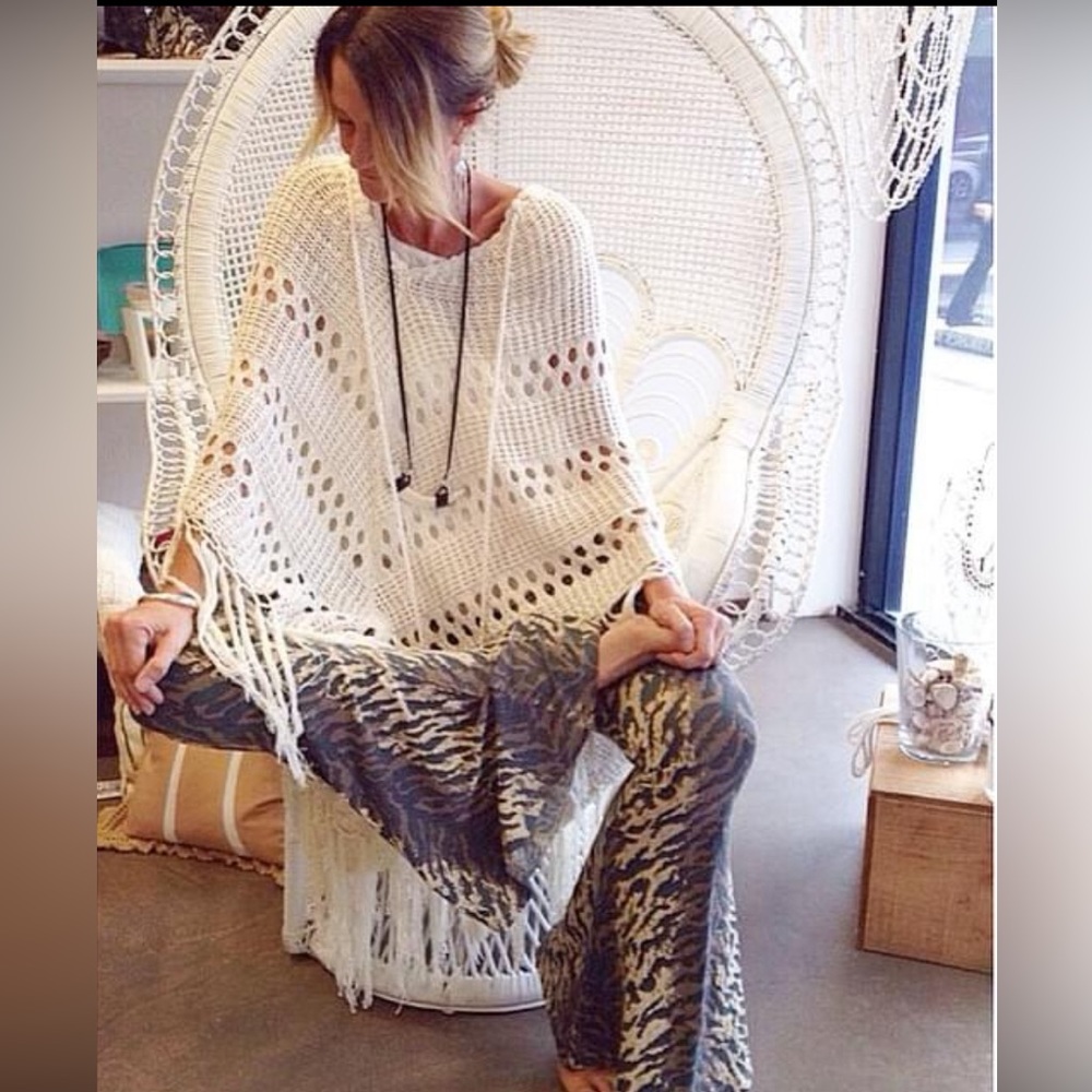 NWT Spell Vintage Route 66 knit poncho cotton OS